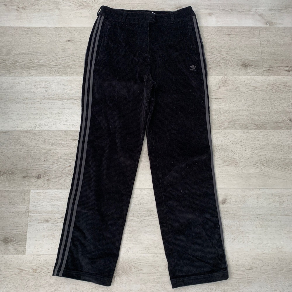 Adidas Originals Women Black Corduroy Three Stripe Track Pants GD2274 Size M